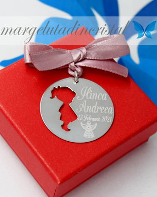 Banut Mot/Botez/Ruperea Turtei Argint 925 Decupaj Fetita /3 Cm