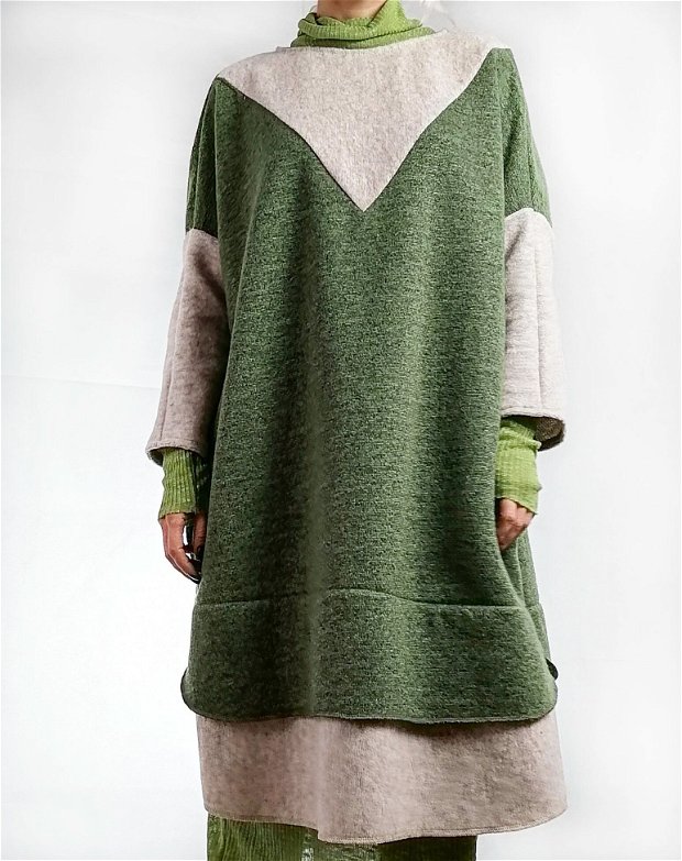 Rochie pulover lana doua culori