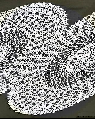 mileu  fin alb crosetat manual nou 29 cm