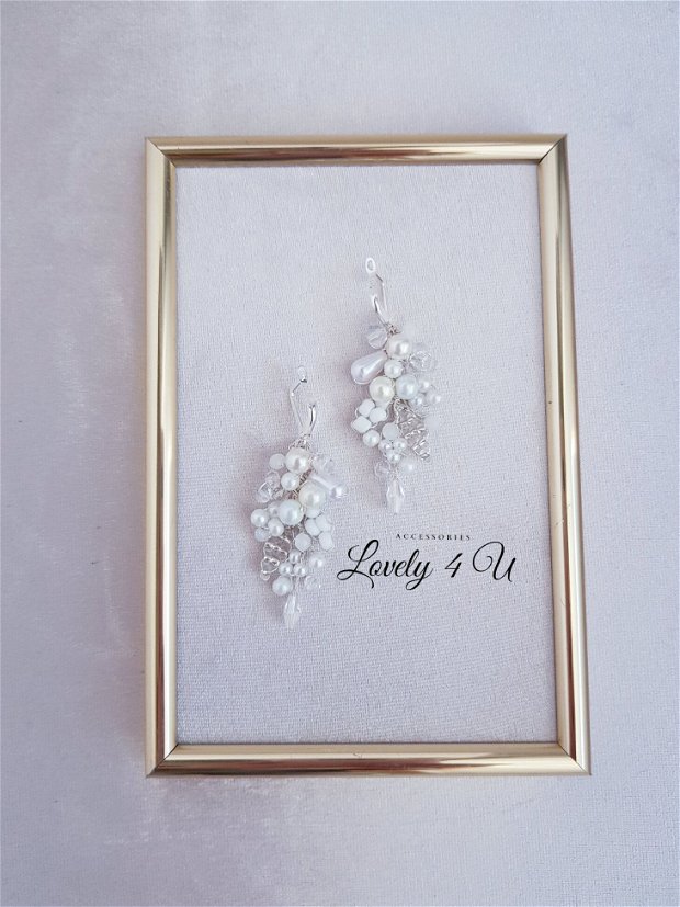 KENNEDY - Cercei  cu perle albe și ivory