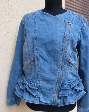 Jacheta denim cu volanase bohemian