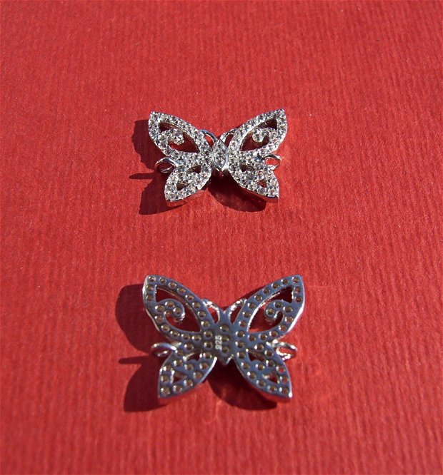 Fluturas - link cu zirconii din argint .925 rodiat aprox 2x13x16 mm
