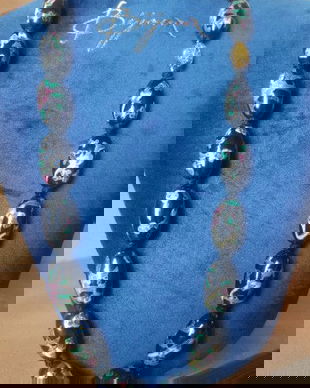 SUPERB COLIER PORTELAN PICTAT MANUAL AURIT PIESA DE COLECTIE JAPONIA