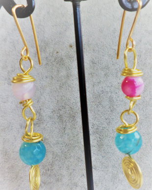 Cercei handmade din sarma si agate - snail