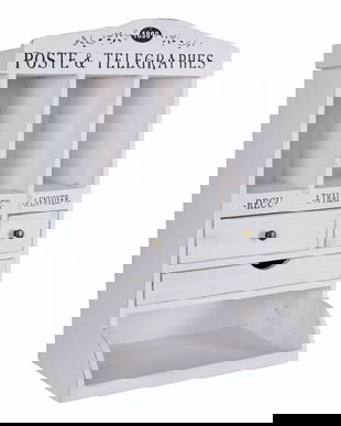 Dulapior din lemn masiv alb cu multe sertare