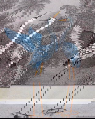 Doua pasari din metal albastru