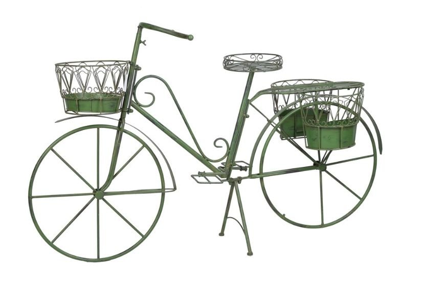 Bicicleta jardiniera din fier forjat verde