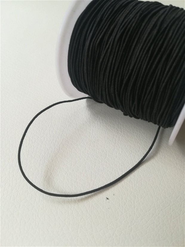 Snur elastic, negru, 1mm - 1m