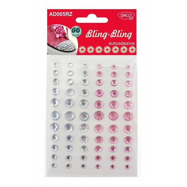 Diamante autoadezive Bling-Bling roz, 66/set- ad005rz