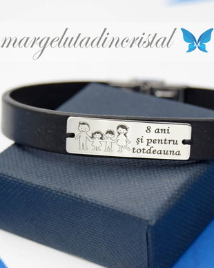Bratara Personalizata / Piele Naturala / Placuta Argint 925 / Textul preferat