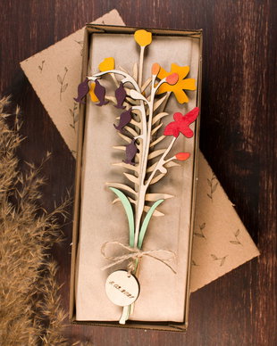 Buchet de 5 Flori din Lemn Personalizate