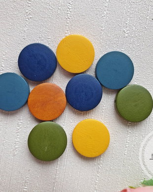Margele lemn, colorate, 25x5mm