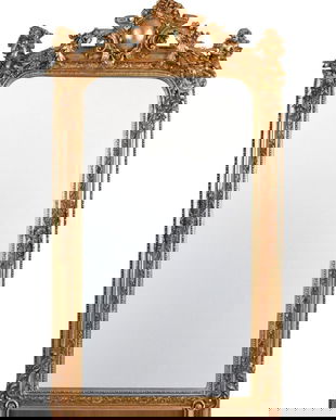 Oglinda din cristal cu o rama aurie cu ingerasi