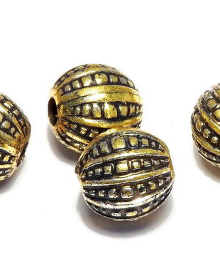 Margele din acril, metalizate, auriu antichizat, 12x12 mm