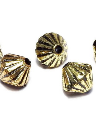 Margele din acril, metalizate, auriu antichizat, 7x7 mm