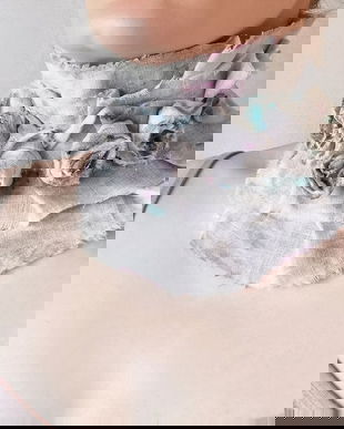 Guler/colier din in natural pictat manual cu aplicatii de trandafiri handmade, Guler-accesoriu gat reglabil