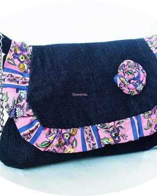 gentuta plic denim cu roz inflorat