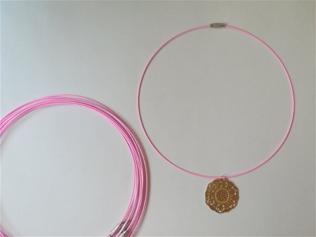 Baza colier fix, roz neon - 1 buc