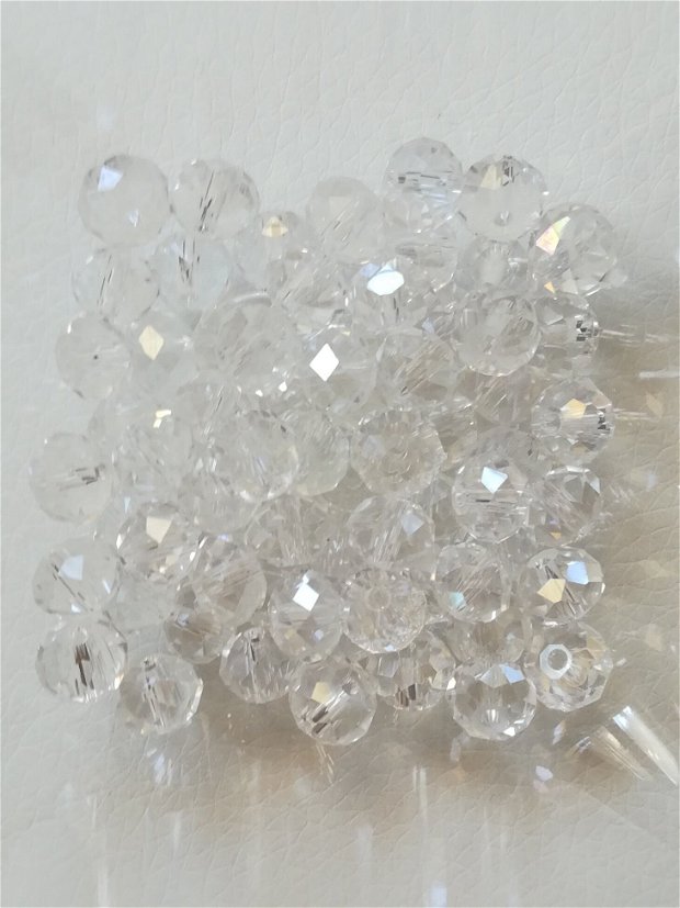 Cristale rondele, transparent, 8x6mm - 1 buc