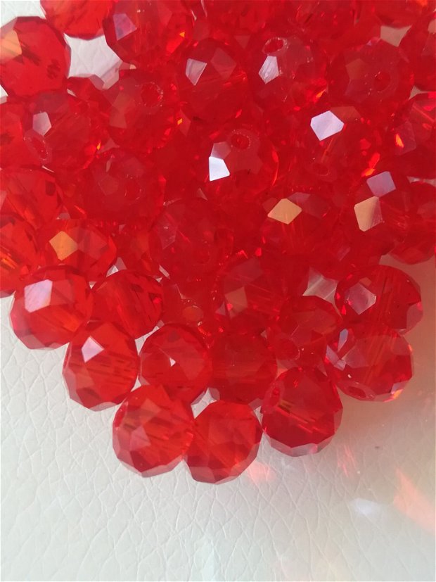 Cristale rondele, rosu transparent, 8x6mm - 1 buc