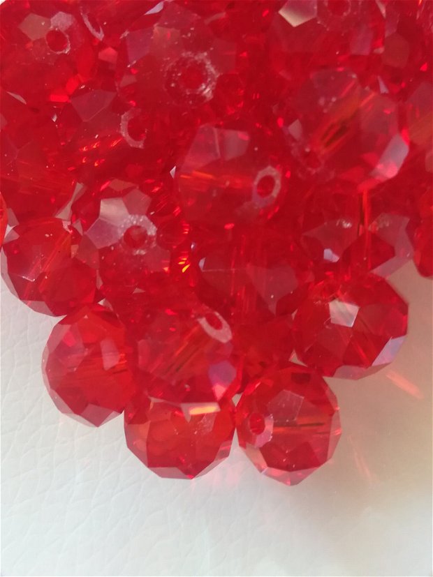 Cristale rondele, rosu transparent, 10x8mm - 1 buc
