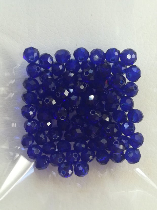 Cristale rondele, albastru transparent, 6x4mm - 1 buc