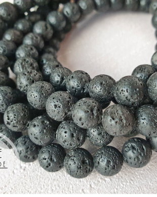 Margele Lava vulcanica neagra, 8mm