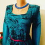 Rochie scurta/ pulover lung turcoaz cu imprimeu