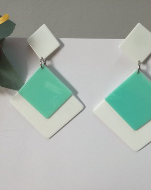 Cercei alb/verde