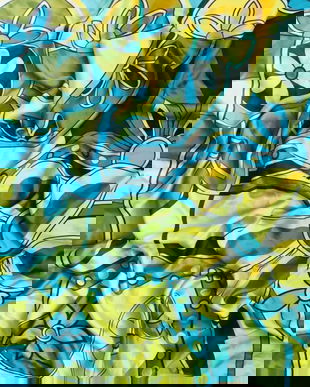 Esarfa mătase naturala, culori de primavara