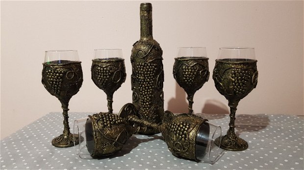 Set sticla si pahare handmade | Breslo