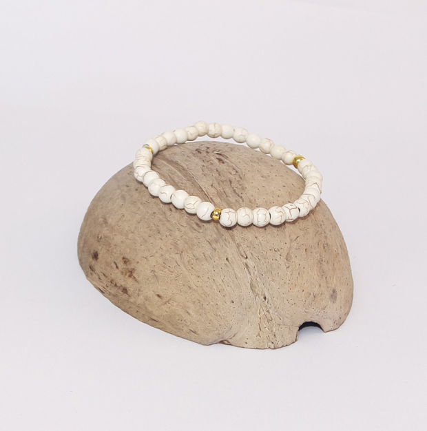 Set 4 bratari GRAY SUMMER STACK / agate, labradorit, ochi de pisica, howlit