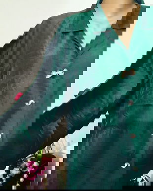 Camasa mătase naturala verdeinchis