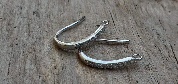 Tortite argint rodiat cu zirconii, 18 mm (1 pereche)
