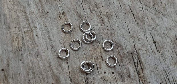Zale din argint rodiat, deschise - 4 mm (10 buc)