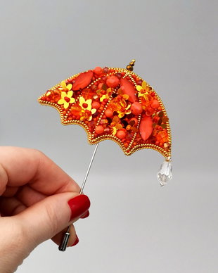 Brosa Umbrelă - Portocalie