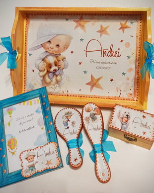 Tava personalizata mot, cu tema Baiat si catel