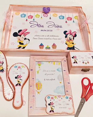 Tava personalizata mot, cu tema Minnie Mouse