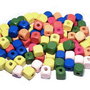 Margele din lemn, cub, 10x10x10 mm, mixte