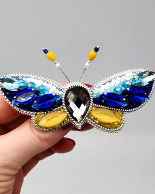 Vândut Brosa Fluture - Blue & Yellow