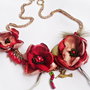 colier floral corai bej auriu