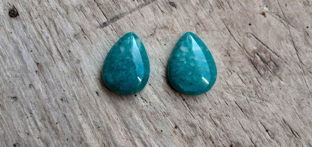 Cabochon amazonit rusesc, 25x18 mm (2 buc)