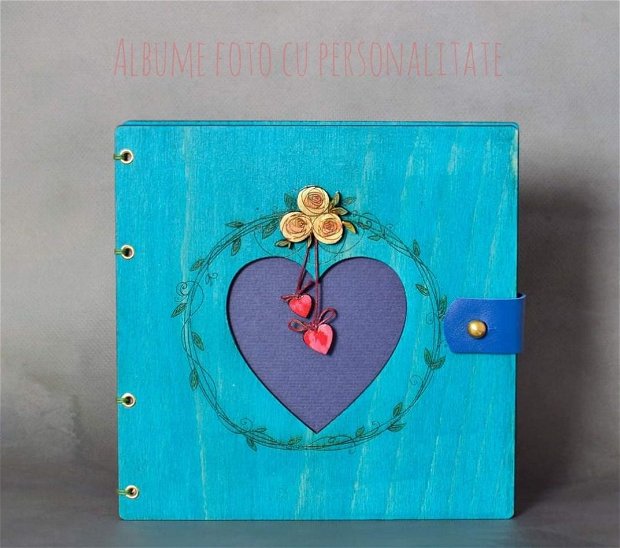 Album foto cu coperti din lemn "Heart"
