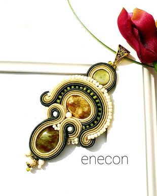 Pandantiv soutache verde-oliv