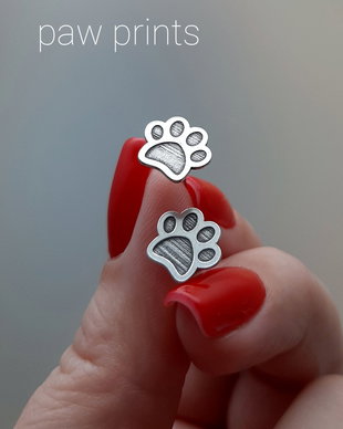 Cercei din argint cu lăbuțe pisică/cățel