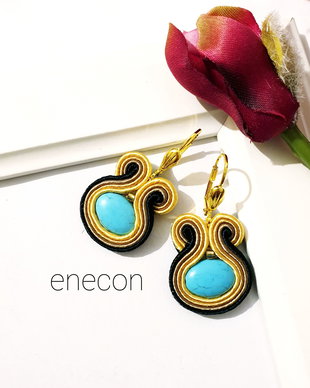 Cercei soutache turcoaz
