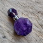 Sticluta/pandantiv din ametist fatetat, pt parfum sau ulei esential - 36x21x14 mm