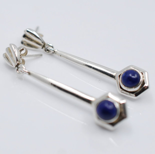 Cercei lungi din argint 925 si lapis lazuli