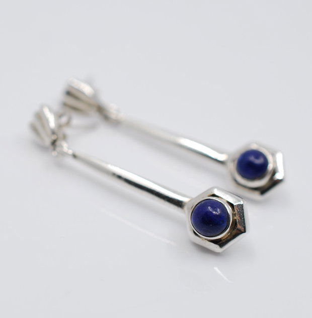 Cercei lungi din argint 925 si lapis lazuli