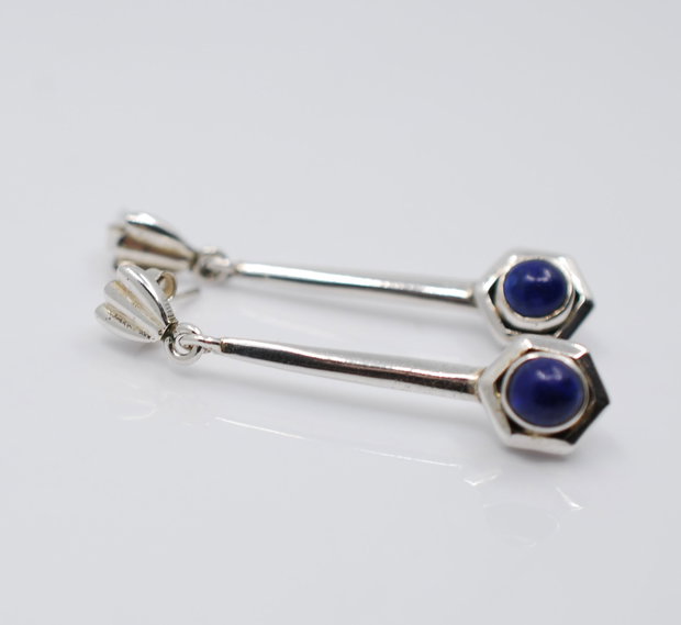 Cercei lungi din argint 925 si lapis lazuli